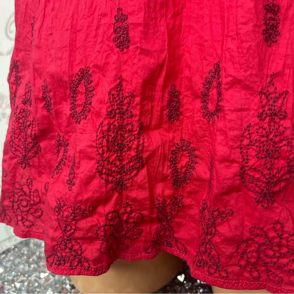 Guess tank top boho embroidered bottom paisley print beaded ties red halter - Picture 4 of 12